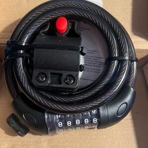 New Blk Bike Lock with Cable Coiling 5 Digit Resettable Combination